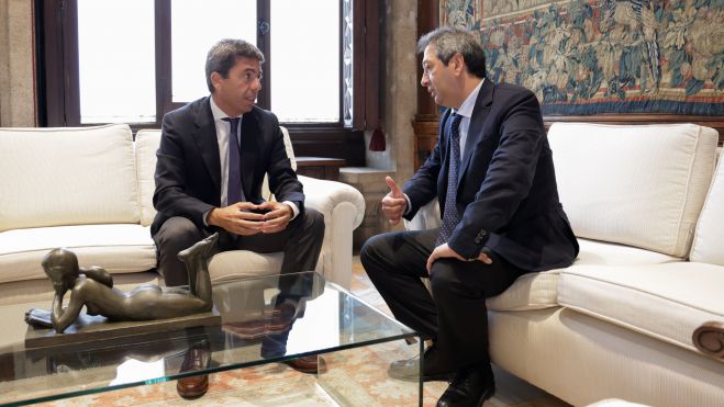 Reunión entre el president de la Generalitat, Carlos Mazón, y el vicepresidente primero del Consell, Vicente Barrera