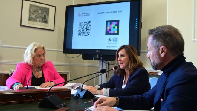 María José Ferrer San Segundo, María José Catalá y Juanma Badenas presentan los presupuestos de València 2024