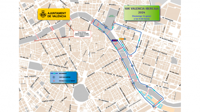 Plànol de la carrera 10K Ibercaja Valencia