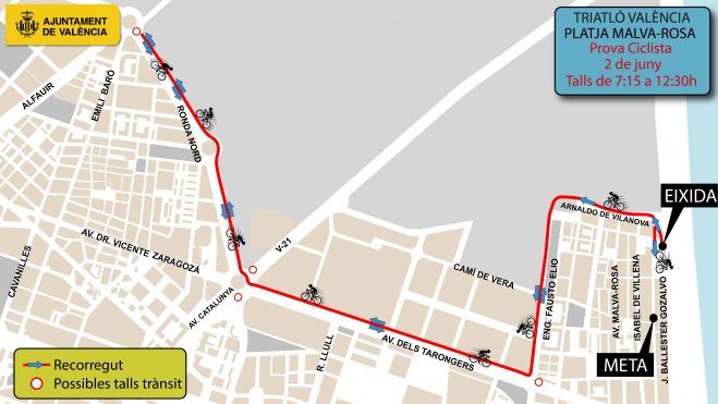 Mapa del Triatló Malva-rosa de València