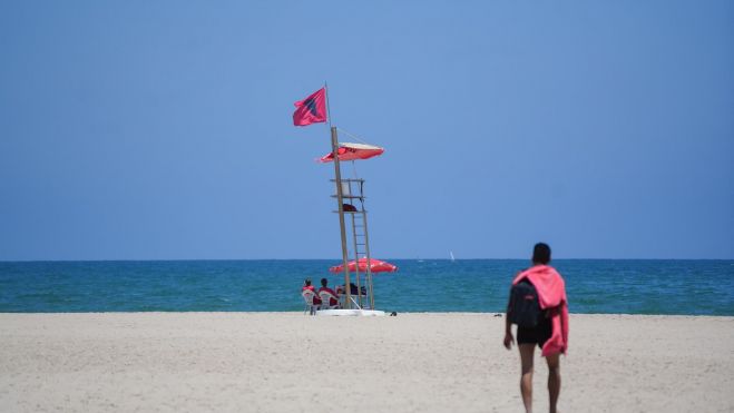 Bandera roja de los últimos días en la playa del Saler. Imagen: Jorge Gil