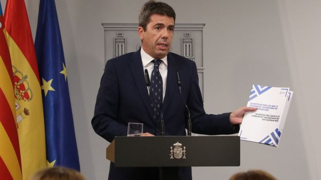 Carlos Mazón durante la rueda de prensa posterior a la reunión con Pedro Sánchez