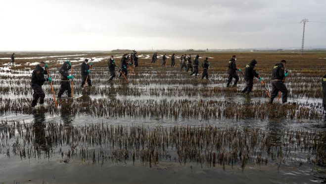 Varios agentes de la Guardia Civil siguen buscando cuerpos en l'Albufera de València por la DANA (Eduardo Manzana-Europa Press)